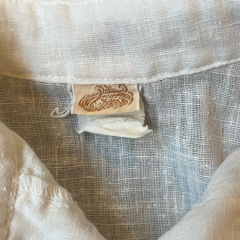Vintage Cotton / Linen Blouse • Ivory• Floral Embroidered Ribbon Scandi Inspired - Picture 3 of 5